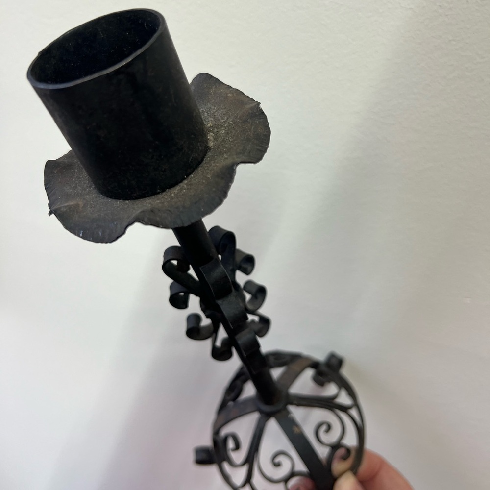 Pair of Spanish iron candleholders